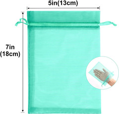 25PCS Aqua Blue Organza Bags 5×7 inches – Sheer Mesh Jewelry Pouches, Organza Gi