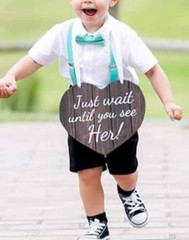 Ring Bearer Flower Girl Wedding Sign «Here Comes Your Forever» country chic EUC