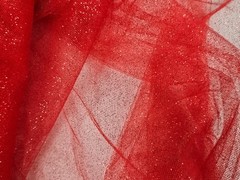 4 Yards Red Glitter Tulle Fabric Tutu Holiday Wedding Decoration 54″ Wide