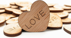 Wooden Heart Confetti ~ Love ~ Wood Hearts, Wood Confetti Engraved Love Hearts-