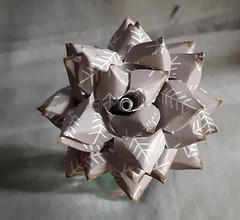 Handmade Paper Flower on stem (Gray Pattern No.5) for Wedding, St. Valentine’s