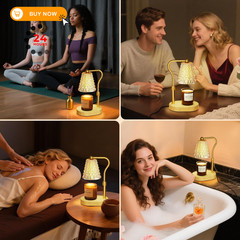 Candle Warmer Lamp with Timer Dimmer, Birthday Gifts for Women Amber-gold