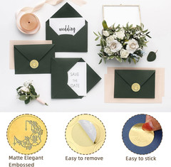 540 Pcs Wedding Gold Wax Seals Stickers Embossed Envelope Gold Foil Self Adhesiv