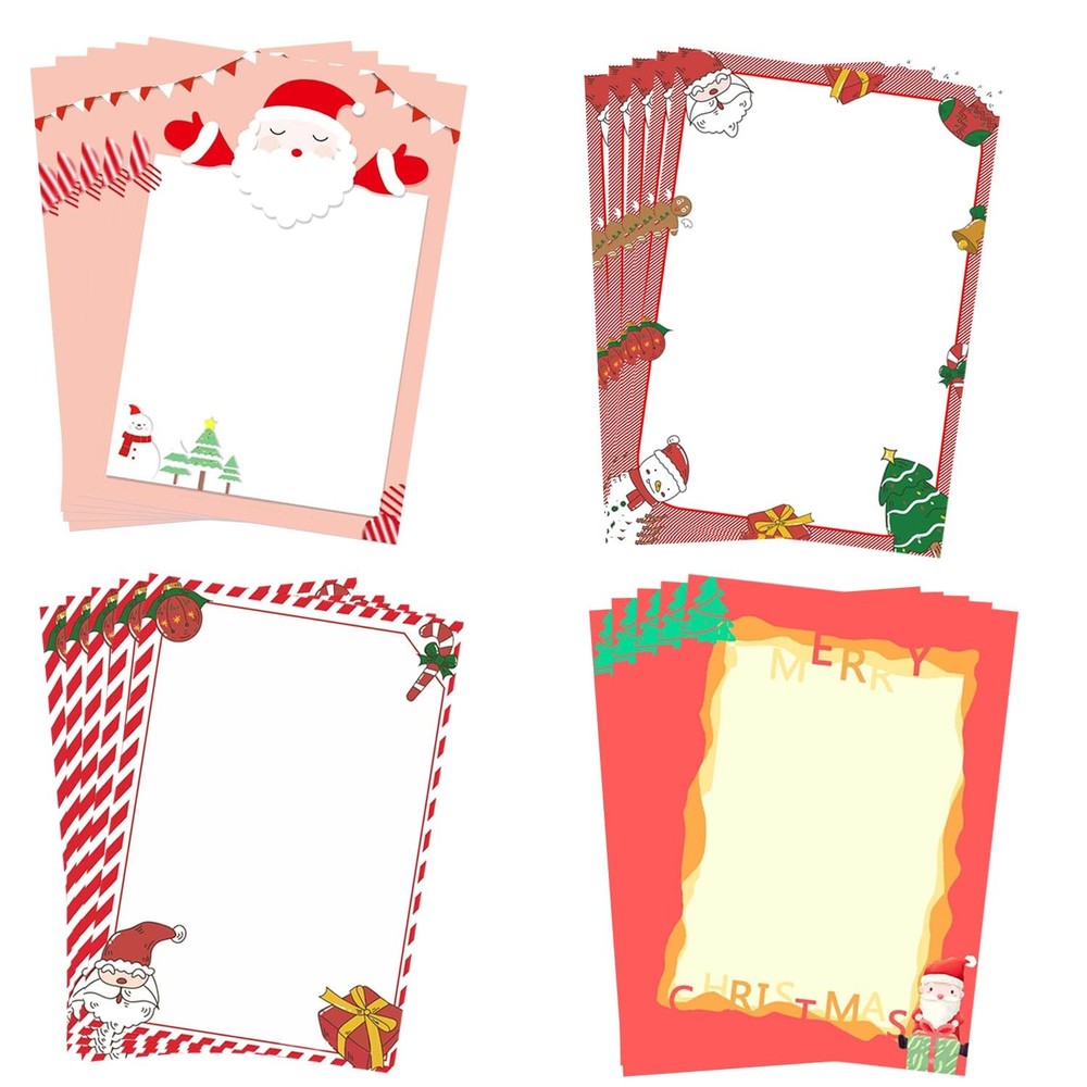 100 Sheets Christmas Stationary Paper 8.5×11 inch White and Red