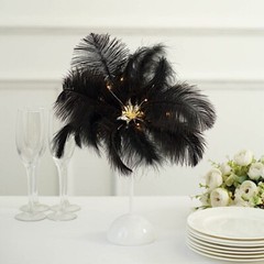 15″ Ostrich Feather LED TABLE LAMP Centerpiece Battery Operated Desk Light Party