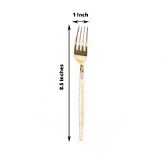 24 CLEAR 8.5″ Plastic FORKS with Gold Glittered Handle Wedding Party Tableware