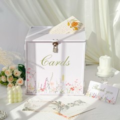 White Wedding Card Box With Lock PVC Gift Money Reception Decor Anniversary