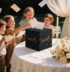 Iridescent Black Card Box for Party 9 x 9 Inch Gift Card Box Holder for Weddi…