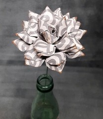 Handmade Paper Flower on stem (Gray Pattern No.3) for Wedding, St. Valentine’s