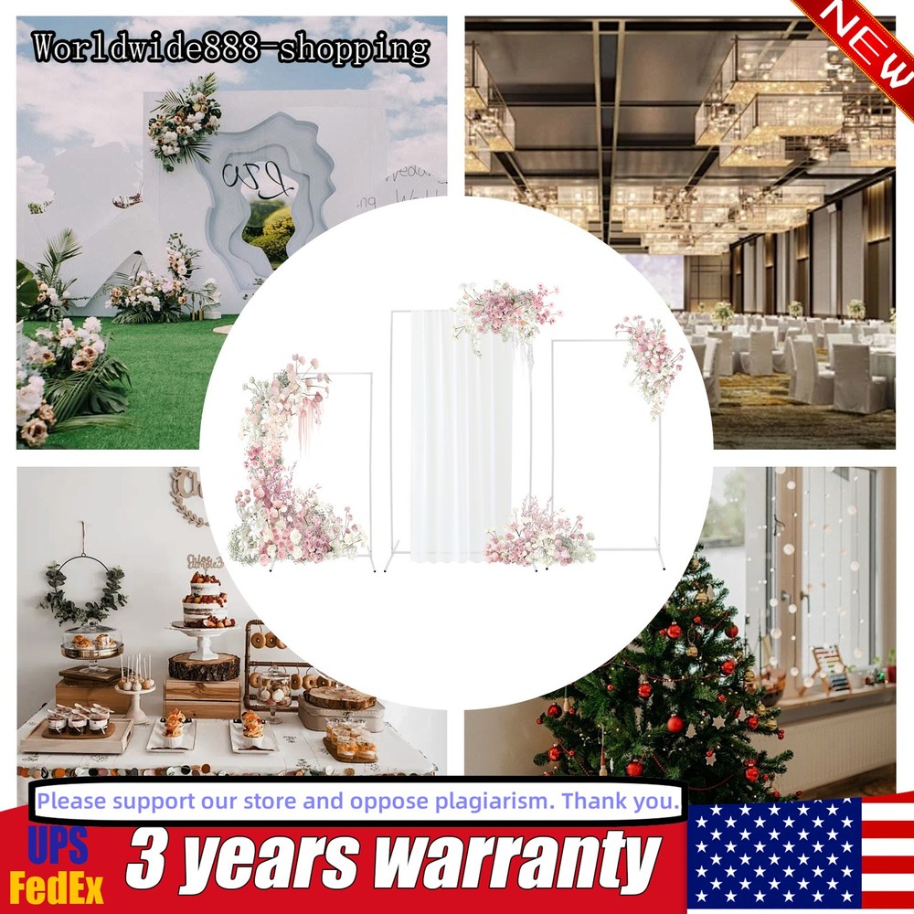 3pcs Rectangular Metal Backdrop Stand Weddings Balloon Frame Stand Decor White