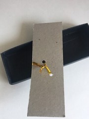 Gold Stem Red Rose in a box Wedding Favor Gold Tone Red Crystal 3.5” Length