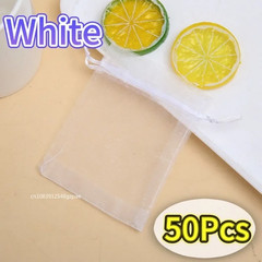 50/100Pcs White Sheer Organza Bags for Wedding Favor with Drawstring, Jewelry Po