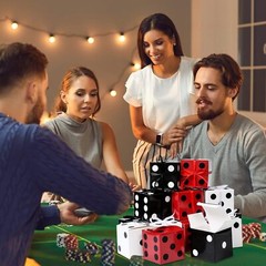 50 Pcs Dice Favor Boxes 4 x 4 x 4 1 Count (Pack of 50), Black, White, Red
