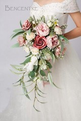 12 Inch Dusty Rose Bridal Bouquet, Cascading Bouquet,Wedding Bouquet,for Wedd…
