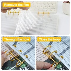MultiBey A5 Binder 6-Ring Clear Stripe Acrylic Notebook Cover, Gold Metal Rou…