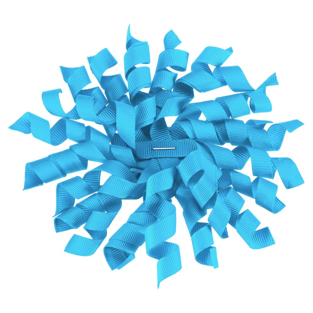6 Pcs 4 Inch Grosgrain Curly Bows for Gift Wrapping Self-Adhesive Ribbon Blue