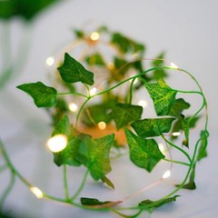 GREEN 7 ft LED Ivy Leaf GARLAND Battery Operated FAIRY LIGHTS Party Decorations