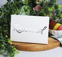 20 Pack Modern White Reserved Table Sign with Silver Letters – Reserved Signs…