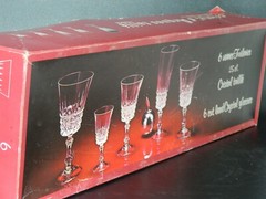 4 French Cut Lead Crystal Wine Glasses Verres Tuileries 25 centiliters 24%+ PbO