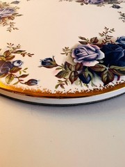 Royal Albert Moonlight Rose Teapot Trivet – English China Coaster, Blue Floral V