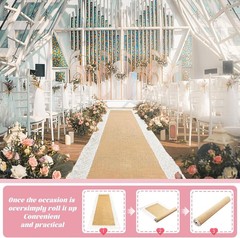 Burlap Aisle Runner for Wedding Ceremony, 36″ X 20Ft Natural Burlap Wedding Aisl