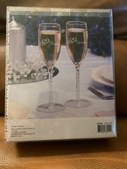 Darice Save The Date Bride Groom Champagne Wine Stem Flute Goblets Glasses