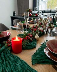 Cheesecloth Table Runner 13 Ft and 13Ft Table Runner + 12 Napkins Emerald Green