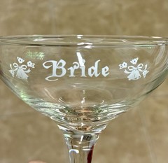 Vintage Bride and Groom Wedding Champagne/Wine Toasting Glasses