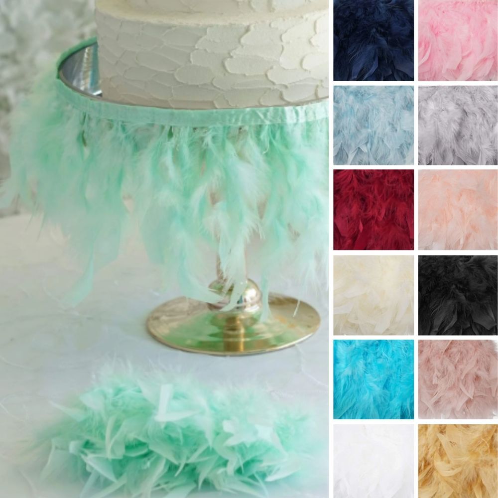 3 pcs 39″ long Natural Turkey Feathers Trims with Satin Ribbon Party Decorations
