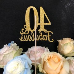 Fabulous 40 Centerpiece Sticks, 10 Pcs Gold 40th 3.9 inches x 14 inches,