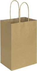 100 Pack 5.25″x3.25×8″ Brown Small Paper Bags with Handles Bulk, Gift Paper Bags