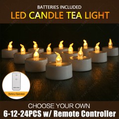 6/12/24PCS Tea Lights Votive Candles LED FLAMELESS FLICKERING W/ Remote Control