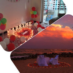 KOABY 2000Pcs Red Artificial Rose Petals with 24Pcs Red LED Tea Lights Kit, for