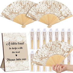 51 Pcs Wedding Favors for Guests Bulk 25 Wedding Foldable Hand Fans Vintage Lace