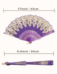 EOSAU Handheld Chinese Folding Fan Hand Fans for Women 5 Mixed Colors