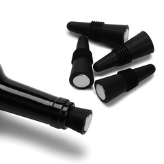 OHMAXHO Wine Stoppers (Set of 5), Silicone Bottle stopper 5 pack Black