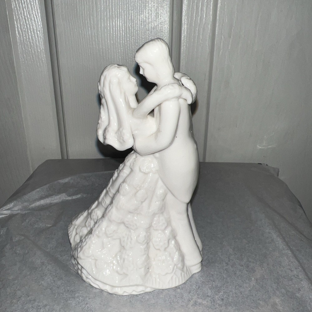 5.5 In White Porcelain BRIDE AND GROOM First Dance Cake Topper or Table Setting
