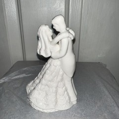 5.5 In White Porcelain BRIDE AND GROOM First Dance Cake Topper or Table Setting