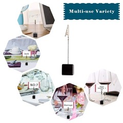 10pcs Table Number Holder Name Place Card Memo Clip Stand Black