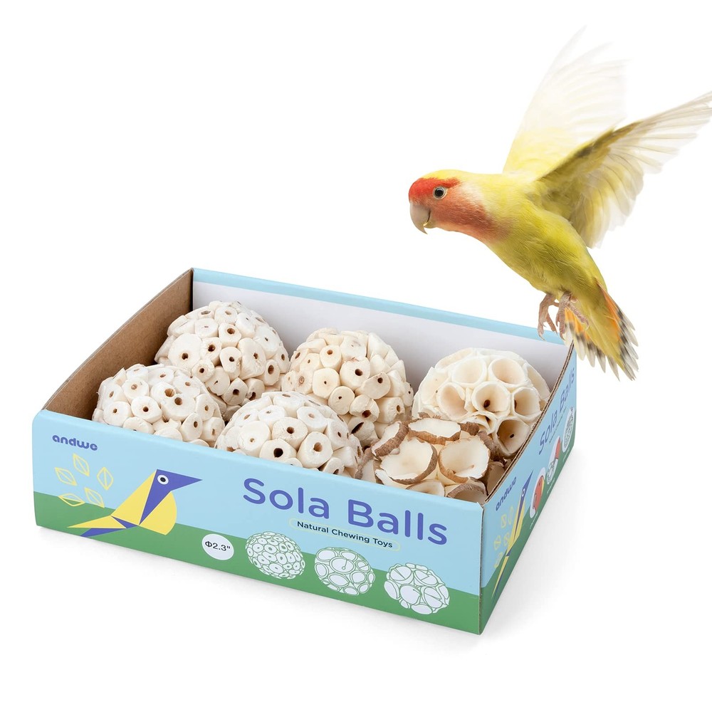 andwe Sola Bird Toy Balls – Natural Soft Chew & Shredding Foraging for Cockatiel