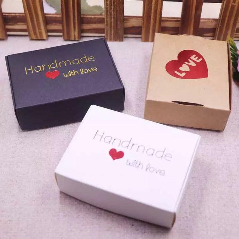 100x Handmade with love Product Packaging Box Jewelry Necklace Bracelet Packing