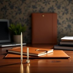 Gold Pen & Pen Stand Round Pen Holder Signing Set – Metal Attached Desk