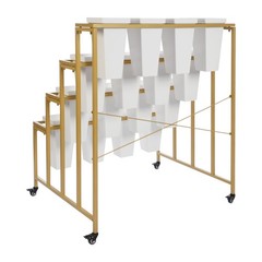 4-tier Flower Holder Flower Display Stand with 16 Pieces Buckets Metal PP