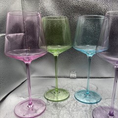 Physkoa Colored Wine Glasses Set 4 16OZ Colorful Wine Glass With Tall Long St…