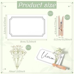 50 PCS Wedding Place Cards Wooden Clip Babys Breath Table Setting Black
