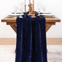 Socomi 2pcs Navy Blue Velvet Valentine’s Day Table 20″ x 120″ x 2pcs,