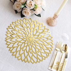 6 Metallic Gold 13″ Laser Cut Hibiscus Flower Cardboard Placemats Party Events