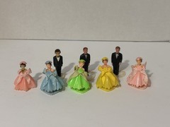 Lot Of 8 VTG 1950s Wedding Party Cake Toppers Bridesmaids Groomsmen Colorful
