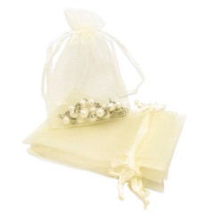 10 pcs Ivory Organza Gift Bags Jewelry Bags- Wedding Party Favor
