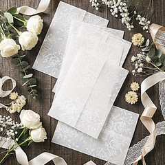 60 Pack Floral Vellum Jackets for 5×7 Invitations, Pre-Folded 115GSM Transluc…